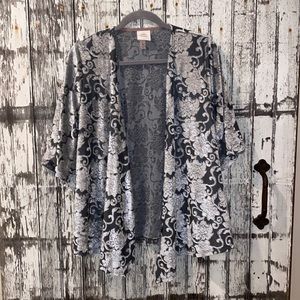 Knox rose gray velvet floral open from cardigan